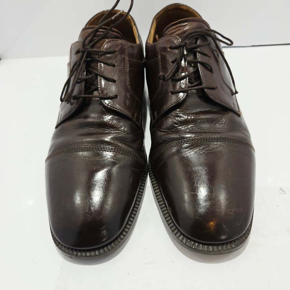 Adolfo Men's Brown Leather Cap Toe Oxford Dress Shoes Size 12M Made in Italy